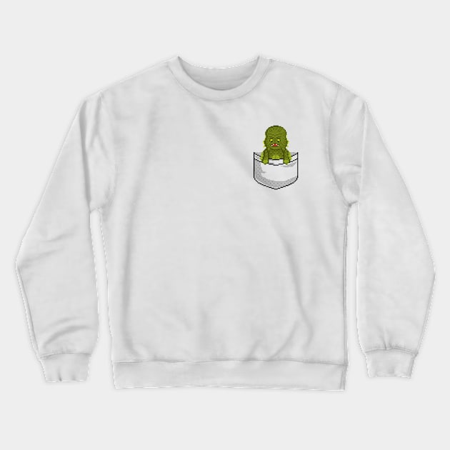 Pixel Pocket Lagoon Creature Crewneck Sweatshirt by gkillerb